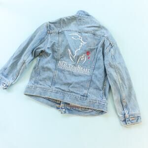 Vintage 90s Disney Broadway Beauty and the Beast Denim Jean Jacket Childs Medium